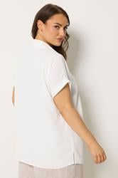 YOURS Plus Size White Button Half Placket Blouse | Yours Clothing 2