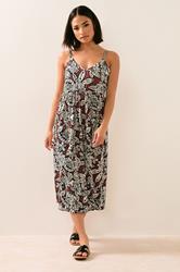 PixieGirl Rust Orange Floral Print Midi Dress | PixieGirl 1