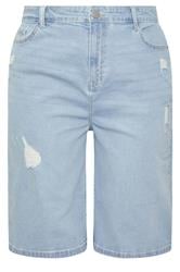 YOURS Plus Size Bleach Blue Denim Ripped Jorts | Yours Clothing 5
