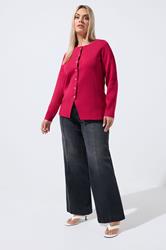 LIMITED COLLECTION Plus Size Cobalt Red Compacted Knit Cardigan | Yours Clothing 1