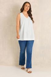EVANS Plus Size White Linen Vest Top | Evans 1
