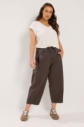 YOURS Plus Size Brown Barrel Leg Cropped Jeans | Yours Clothing 3
