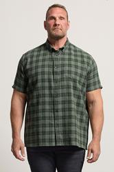 BadRhino Big & Tall Green Check Print Short Sleeve Shirt | BadRhino 3