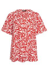 EVANS Plus Size Red Floral Pleat Front Angel Sleeve Top | Evans  5