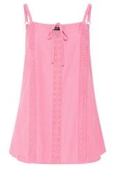 YOURS Curve Pink Crochet Linen Cami Vest Top