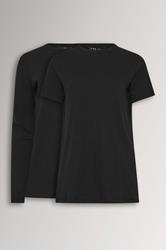 LTS Tall 2 PACK Women's Black Short Sleeve & Long Sleeve Top | Long Tall Sally 3