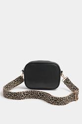Black Faux Leather Leopard Strap Shoulder Bag | Yours Clothing 3