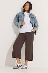 PixieGirl Petite Women's Chocolate Brown Cropped Wide Leg Trousers | PixieGirl 3
