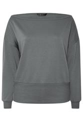 LIMITED COLLECTION Curve Grey Wide Neckline Sweatshirt