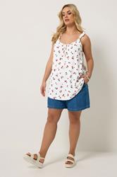 YOURS Plus Size White Cherry Print Vest Top | Yours Clothing 1