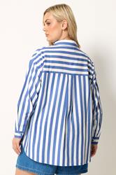 YOURS Plus Size Blue Stripe Linen Long Sleeve Shirt | Yours Clothing 2