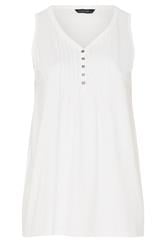 EVANS Curve White Sleeveless Henley Top