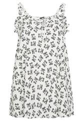 YOURS top sin mangas blanco con estampado floral y volantes