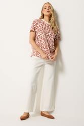 LTS Tall Women's Dark Pink Zebra Print Cotton Oversized T-Shirt | Long Tall Sally 1