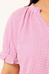 YOURS Plus Size Pink Gingham Blouse | Yours Clothing 4