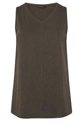 EVANS Plus Size 2 Pack Brown & Berry Red Cotton Vest Tops 9