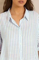 EVANS Curve Blue & White Stripe Shirt | Evans 4