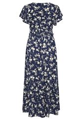 M&Co Navy Blue Floral Print Shirred Waist Maxi Dress | M&Co 6