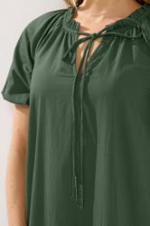 LTS Tall Women's Forest Green Puff Sleeve Cotton Maxi Dress | Long Tall Sally  5