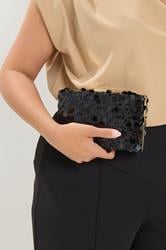 Black Mixed Sequin Clutch Bag | Yours Clothing 2