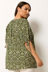YOURS Plus Size Green Ikat Print Blouse | Yours Clothing 2
