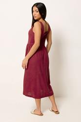 M&Co Petite Berry Purple Linen Midi Dress | M&Co 4