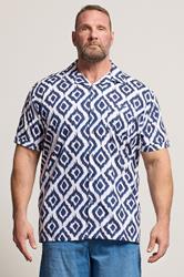 KAM Big & Tall Navy Blue Hawaiian Print Shirt | BadRhino 3