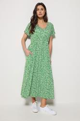 M&Co Green Floral V-Neck Midi Dress | M&Co 3