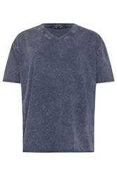LTS Tall camiseta extragrande azul marino con lavado ácido