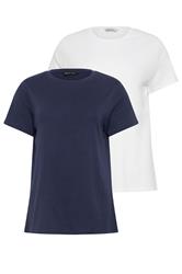 M&Co 2 PACK White and Navy Blue Cotton Crew Neck T-Shirts
