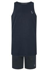 IronRhino Big & Tall Navy Blue 'Rest Day' Vest & Short Set