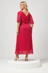 YOURS LONDON Plus Size Red Chocolate Brown Metallic Dobby Wrap Dress | Yours Clothing 2