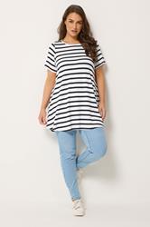 Yours Plus Size Black Stripe Swing T-Shirt | Yours Clothing 1