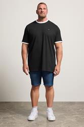 BadRhino Big & Tall Black Extra Long Ringer T-Shirt | BadRhino 1