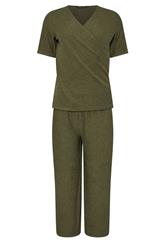 M&Co Khaki Green Textured Top and Trousers Set