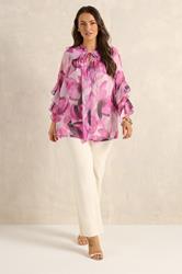 EVANS Plus Size Pink Petal Frill Occasion Blouse | Evans 1