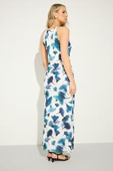 LTS Tall Women's Navy Blue Floral High Neck Midi Dress | Long Tall Sally  2