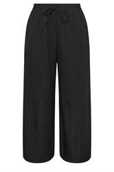 YOURS Curve Black Wide Leg Textured Trousers