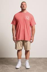 BadRhino Red Extra Long Acid Wash Sunset Print Tee | BadRhino 1