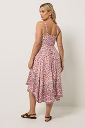 YOURS Plus Size Pink Paisley Print Hanky Hem Dress | Yours Clothing 2