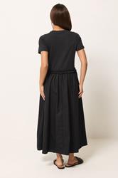 PixieGirl Petite Women's Black Mixed Ruffle Cotton Midi Dress | PixieGirl  4