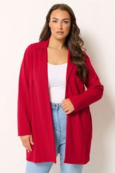 YOURS Curve Plus Size Red Longline Blazer | Yours Clothing 3