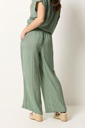 M&Co Sage Green Stripe Wide Leg Trousers | M&Co 2