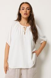 YOURS Plus Size Ivory White Balloon Sleeve Blouse |  Yours Clothing 3