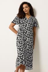 M&Co Black Daisy Print Midi Tea Dress | M&Co 3