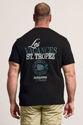 JACK & JONES Big & Tall Black 'St. Tropez' Print Tee | BadRhino 2