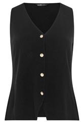 YOURS Curve Black Knitted Button Front Waistcoat