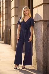 M&Co Petite Navy Blue Wide Leg Jumpsuit | M&Co 3