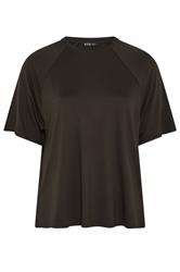 YOURS Curve Brown Soft Touch Raglan T-Shirt