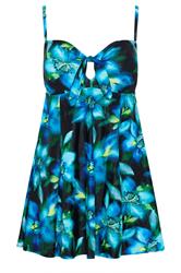 M&Co Blue Blurred Floral Print Knot Front Swimdress | M&Co 6